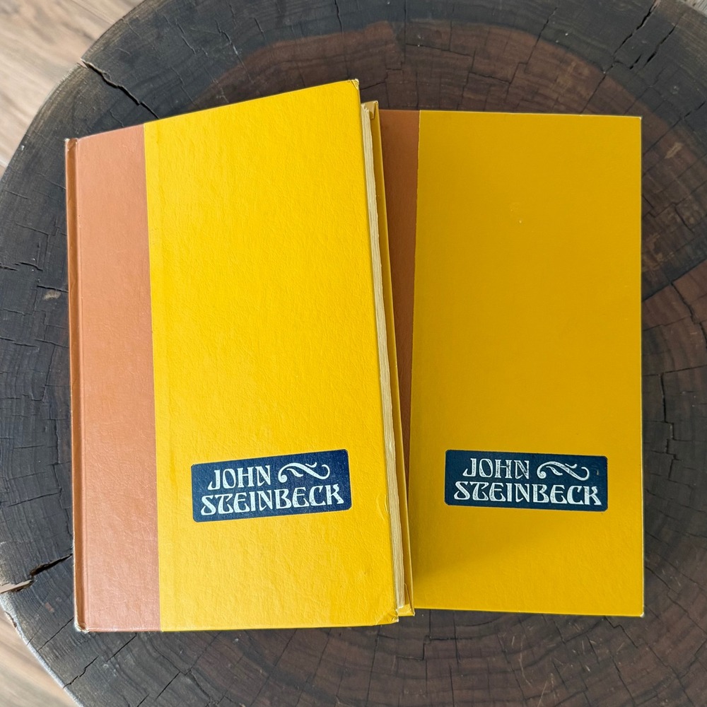 Vintage John Steinbeck Old Books Set Mid Century 1970s Library Shelf Styling